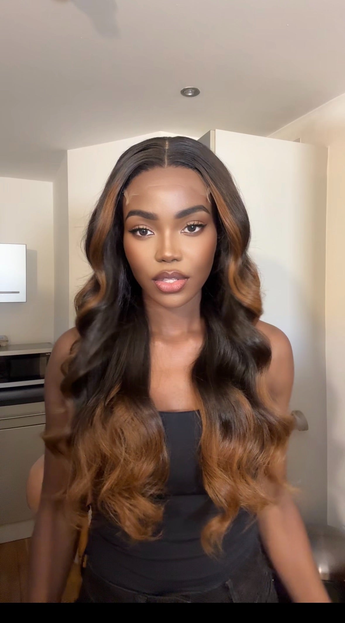 Raw Cambodian Mocha highlight wig