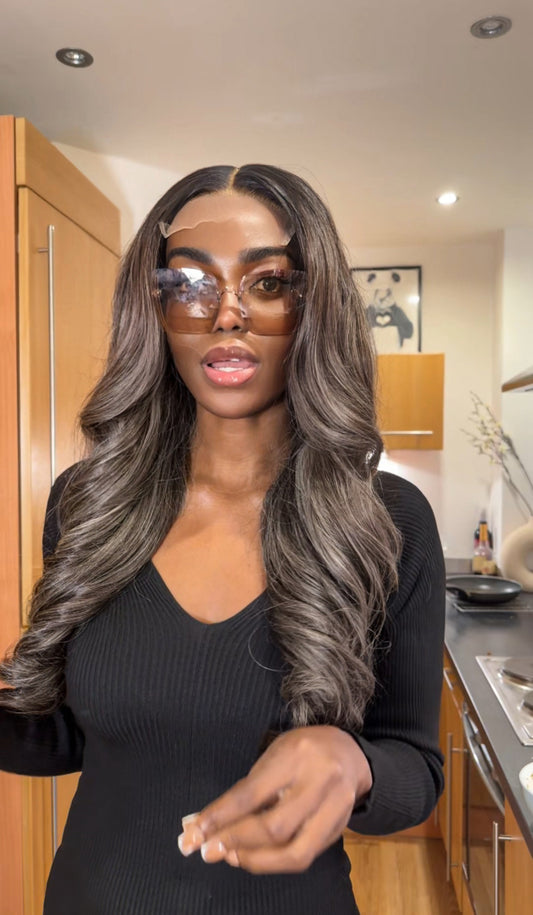 Raw Vietnamese icy blonde highlights