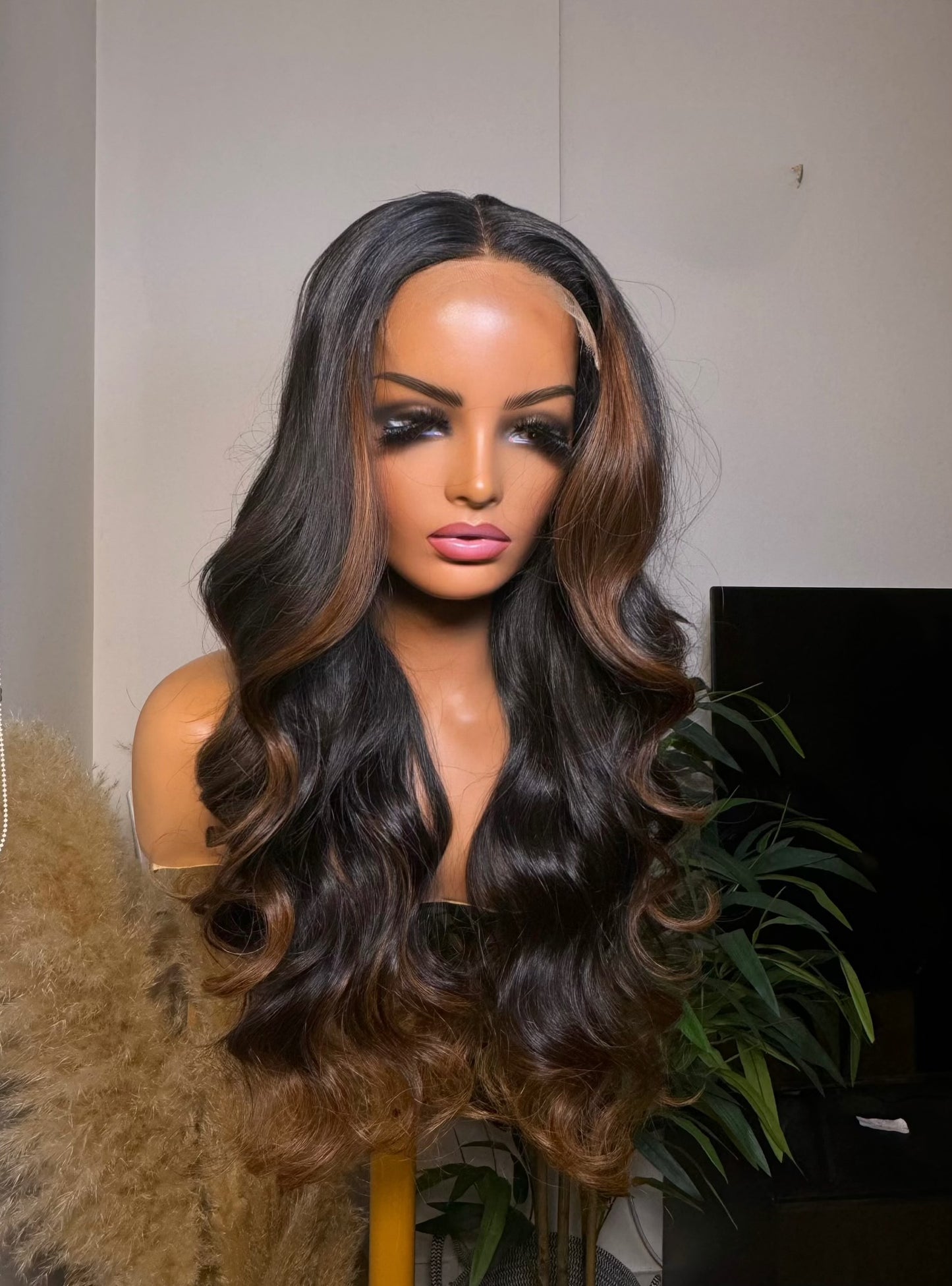 Raw Cambodian Mocha highlight wig