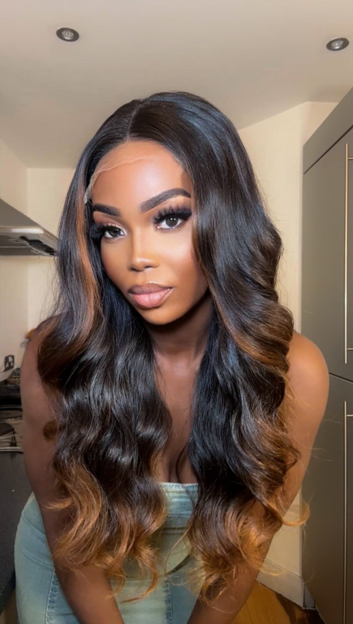 Raw Cambodian Mocha highlight wig