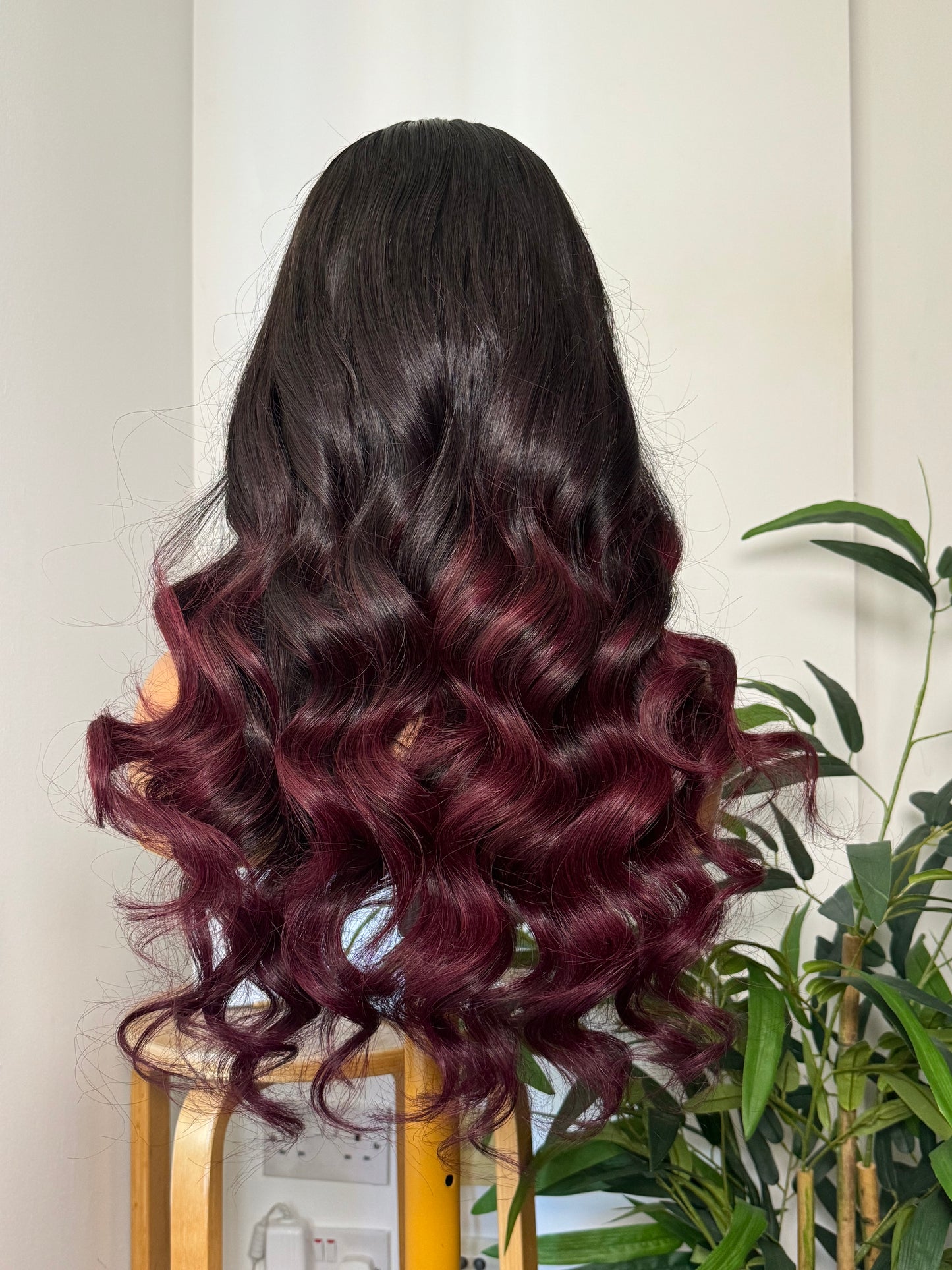 Raw Burgundy highlight wig