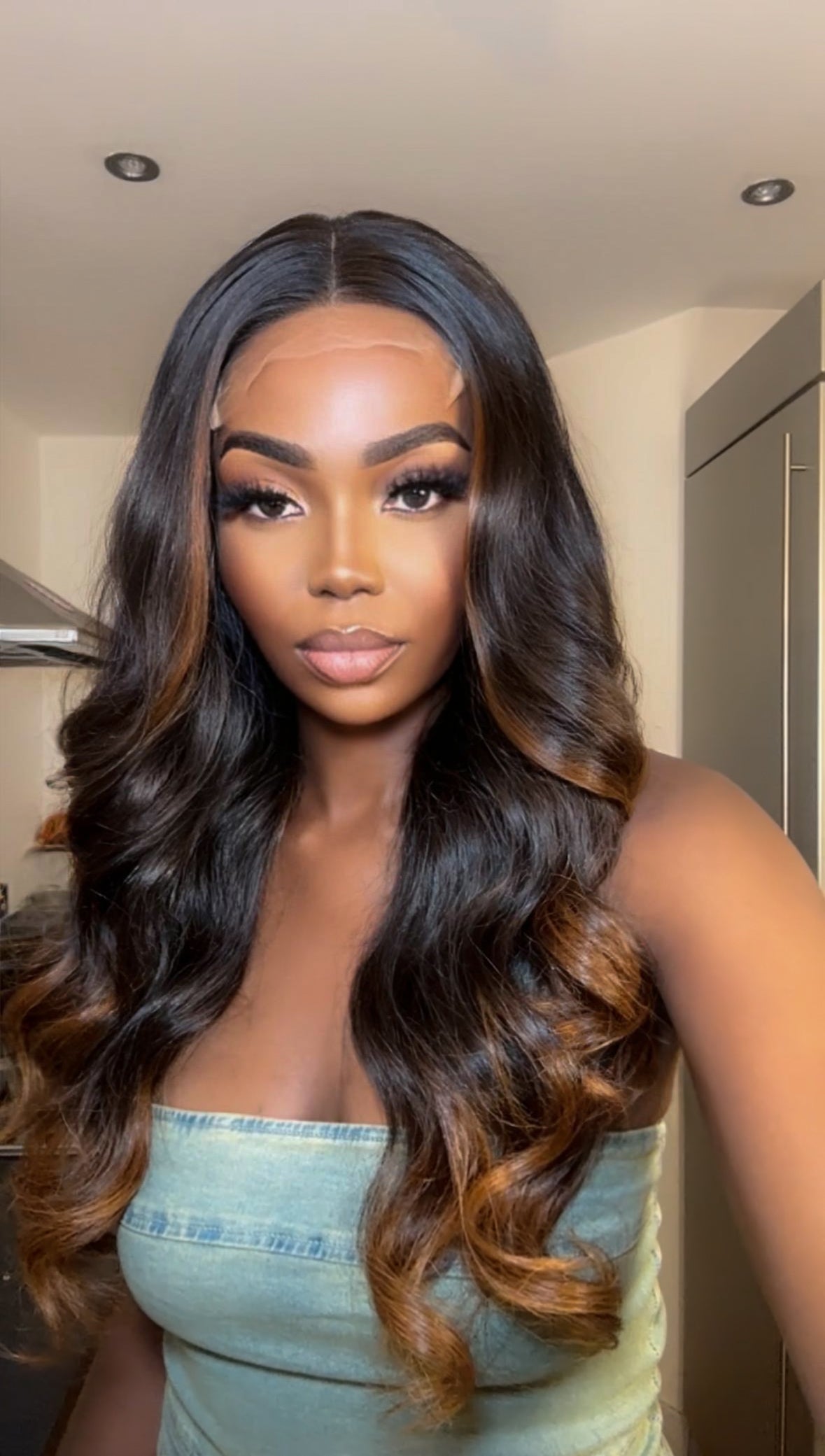 Raw Cambodian Mocha highlight wig