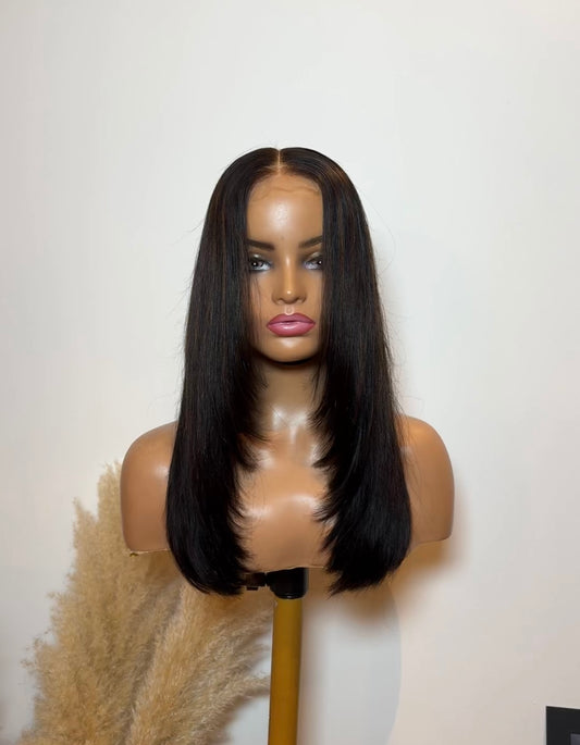 Virgin straight layered wig