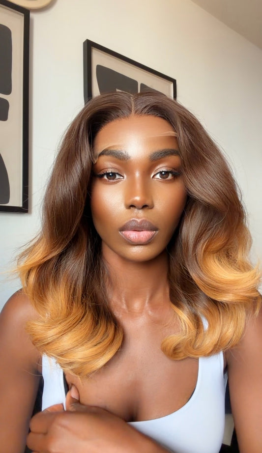 Raw Cambodian blonde tips wig